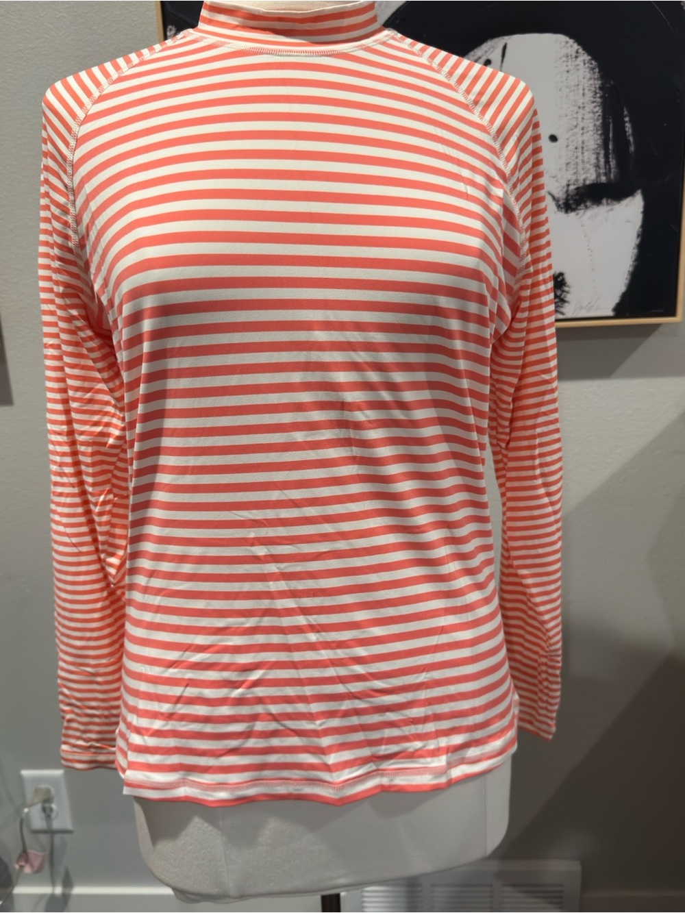 J.Crew Women's Rash Guard Striped Swim Top XXL  With Sun Protection